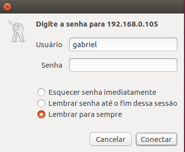 SSH ubuntu modo gráfico - Conectando ao servidor
